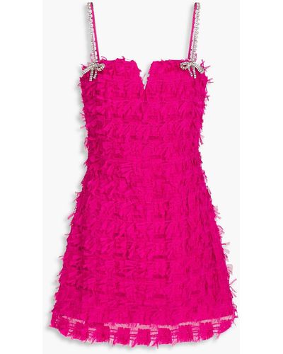 Rebecca Vallance Cherie Amour Fringed Tulle Mini Dress - Pink