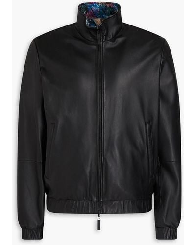 Emporio Armani Reversible Leather Jacket - Black