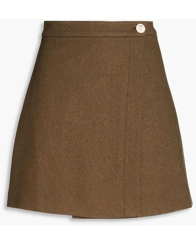 Sandro Julieta Wool-blend Mini Wrap Skirt - Natural