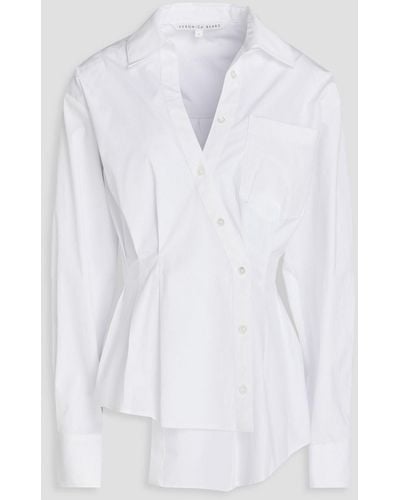 Veronica Beard Rosamund Wrap-effect Pleated Cotton-blend Poplin Shirt - White