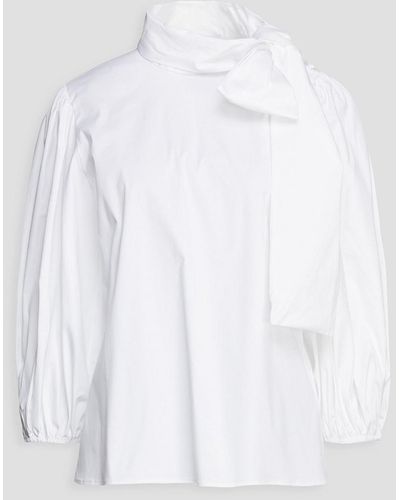 RED Valentino Pussy-bow Cotton-blend Poplin Blouse - White