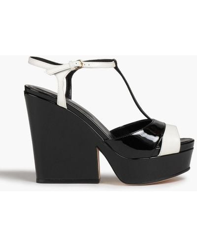 Sergio Rossi Two-tone Patent-leather Platform Sandals - Black