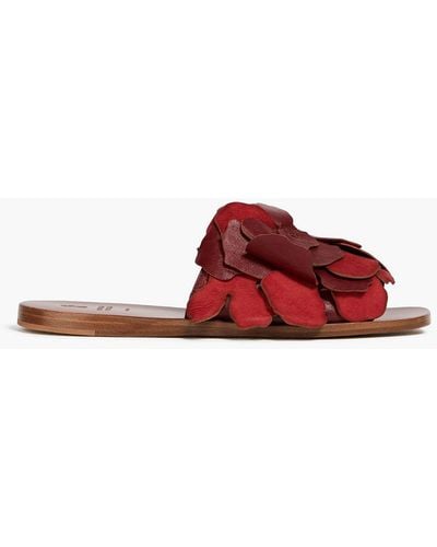 Brunello Cucinelli Textu-leather And Suede Slides - Red