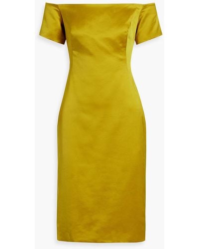 Lela Rose Off-the-shoulder Satin-crepe Dress - Yellow