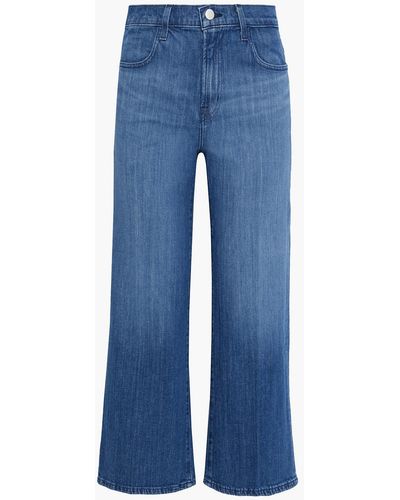 J Brand Joan Cropped Faded High-rise Wide-leg Jeans - Blue