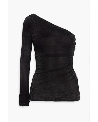 Diane von Furstenberg Chaos One-sleeve Metallic Stretch-mesh Top - Black