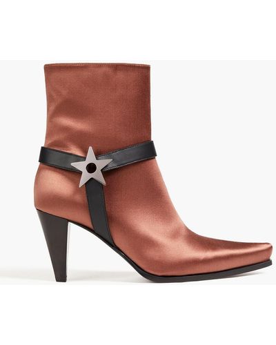 Giuseppe Zanotti Verzierte ankle boots aus satin mit lederbesatz - Weiß