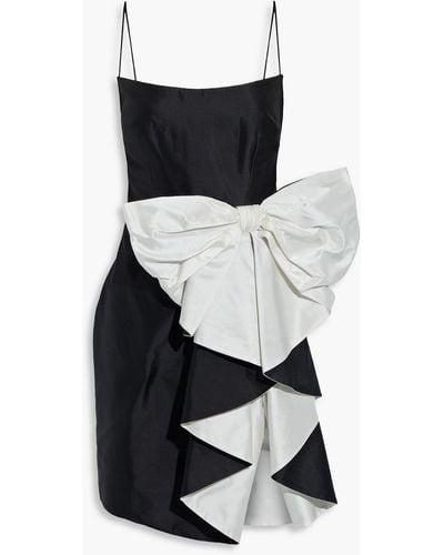 Rasario Bow-embellished Draped Two-tone Silk-shantung Mini Dress - Black