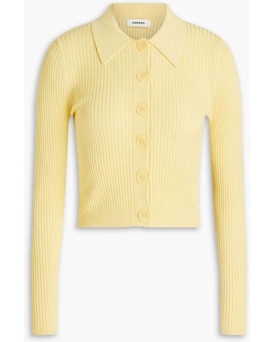 Sandro Ribbed-knit Cardigan - Yellow