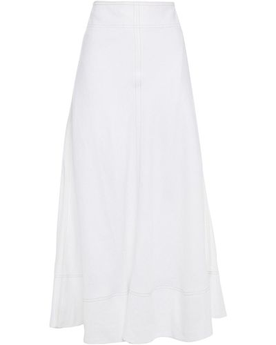 Lee Mathews Nico Linen Midi Skirt - White