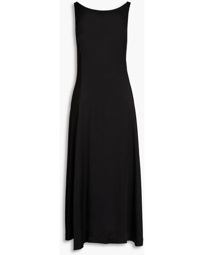 Claudie Pierlot Tojone Stretch Jersey-paneled Satin Midi Dress - Black