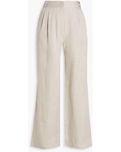 Asceno Rivello Pleated Organic Linen Wide-leg Trousers - White
