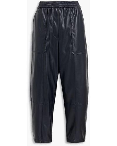 3.1 Phillip Lim Cropped Faux Leather Tapered Trousers - Blue
