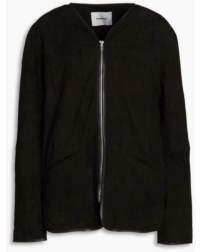 DEADWOOD Leather-trimmed Suede Jacket - Black