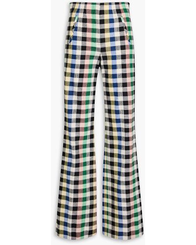 Veronica Beard Jude Checked Cotton-blend Wide-leg Pants - Multicolour
