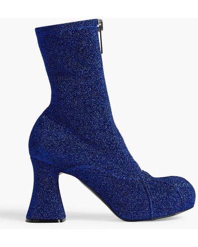 Stella McCartney Groove Metallic Stretch-knit Ankle Boots - Blue