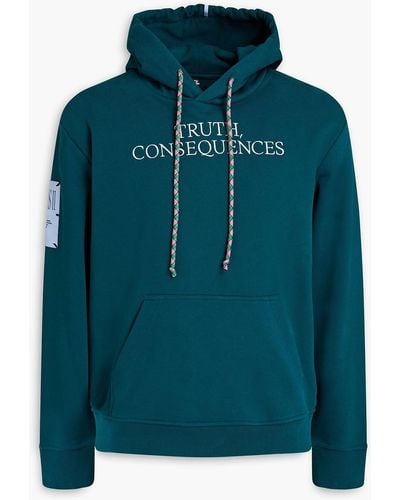 McQ Embroidered French Cotton-terry Hoodie - Green