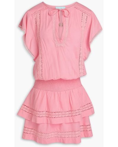 Melissa Odabash Georgie Crocheted Lace-trimmed Voile Mini Dress - Pink