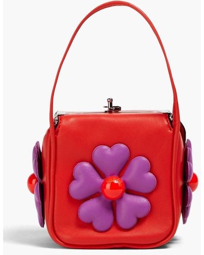 Moschino Floral-appliquéd Faux Leather Tote - Red