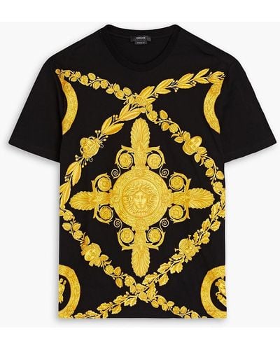 Versace Printed Cotton-jersey T-shirt - Black
