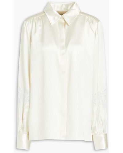 Co. Gathered Silk-charmeuse Shirt - White