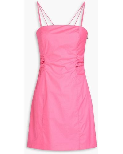 FRAME Cutout Cotton-blend Poplin Mini Dress - Pink