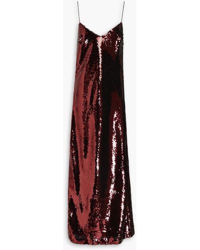 Ronny Kobo Shelly maxikleid aus webstoff mit metallic-effekt und pailletten - Rot