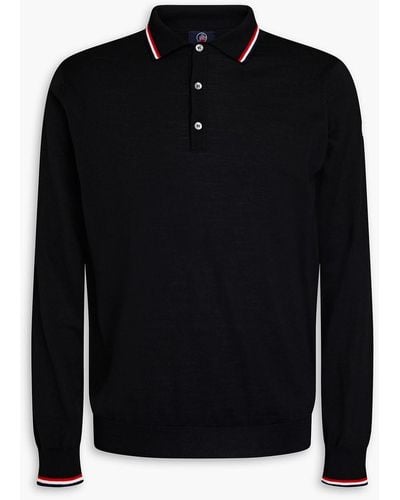 Fusalp Striped Merino Wool Polo Shirt - Black