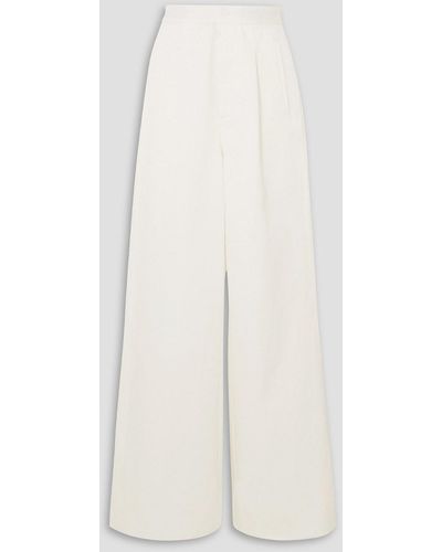 Unravel Project Pleated Cotton-twill Wide-leg Pants - White