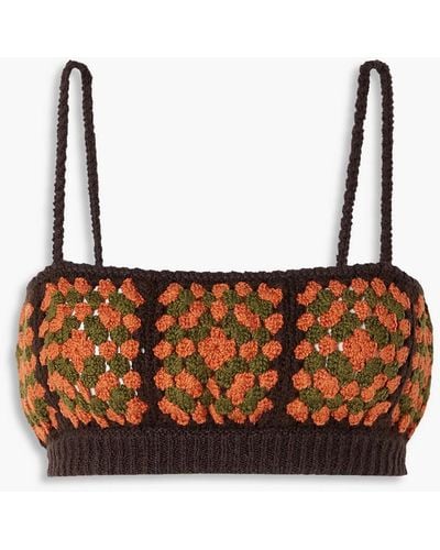 Alanui Postive Vibes Crochet-knit Cotton Bra Top - Brown