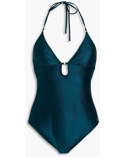 Zimmermann Cutout Halterneck Swimsuit - Blue