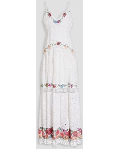LoveShackFancy Umi Embroidered Broderie Anglaise Cotton Maxi Dress - White