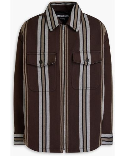 Jacquemus Montagne Striped Cotton-blend Twill Overshirt - Brown