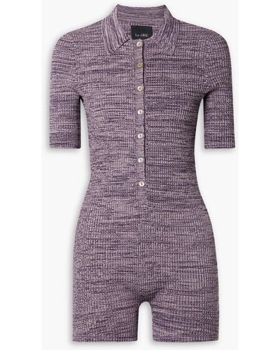 Le Ore Rimini Space-dyed Recycled Ribbed-knit Playsuit - Purple