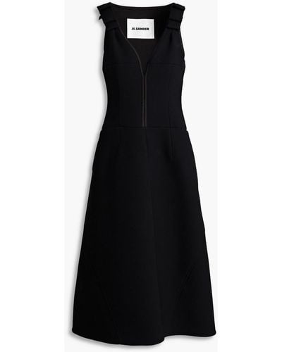 Jil Sander Bow-embellished Wool-blend Crepe Midi Dress - Black