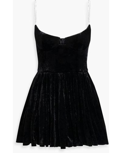 Magda Butrym Gathered Crystal-embellished Velvet Mini Dress - Black