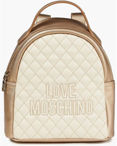 Love Moschino Quilted Faux Leather Backpack - Natural