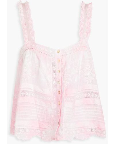 LoveShackFancy Sully Embroidered Cotton-voile Top - Pink