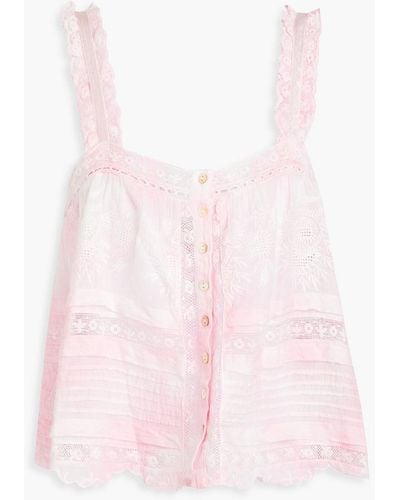 LoveShackFancy Sully oberteil aus baumwoll-voile mit stickereien - Pink