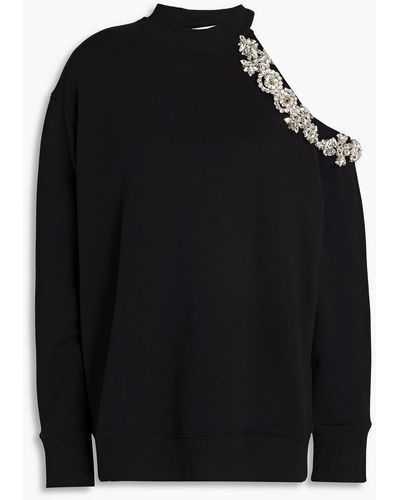 Christopher Kane Cutout Embellished French Cotton-terry Sweatshirt - Black