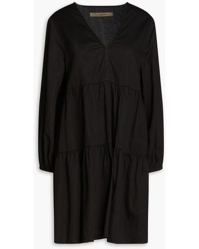 Enza Costa Tiered Cotton-poplin Mini Dress - Black