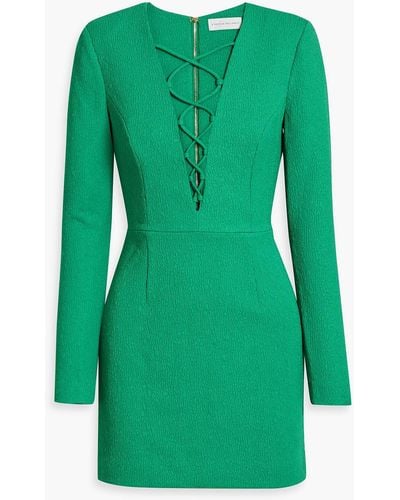 Rebecca Vallance Dionne Lace-up Cloqué Mini Dress - Green