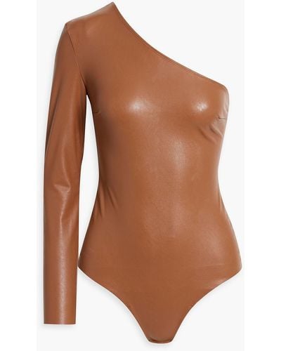 Commando One-sleeve Faux Leather Bodysuit - Brown