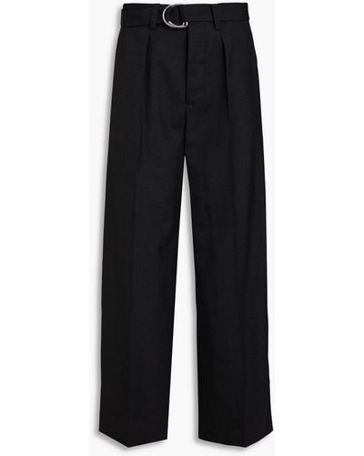 Nanushka Bento Belted Pleated Woven Suit Pants - Black