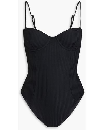 Onia Belle Cutout Ribbed Underwired Swimsuit - Black