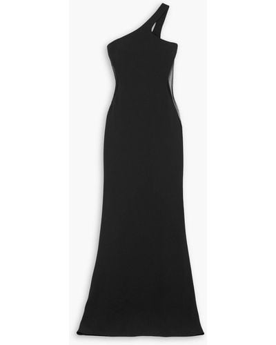 Stella McCartney One-shoulder Tulle-paneled Stretch-cady Gown - Black
