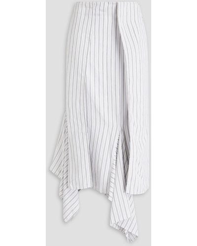 MM6 by Maison Martin Margiela Asymmetric Striped Woven Midi Skirt - White