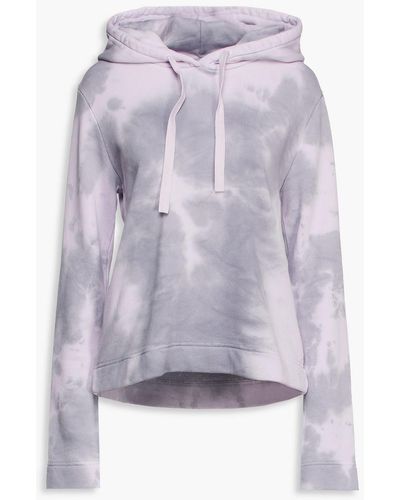 NINETY PERCENT Tie-dyed French Cotton-terry Hoodie - Purple