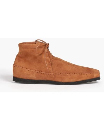 Totême Leather-trimmed Suede Ankle Boots - Brown