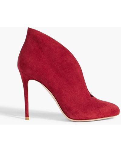 Gianvito Rossi Vamp 105 Suede Ankle Boots - Red